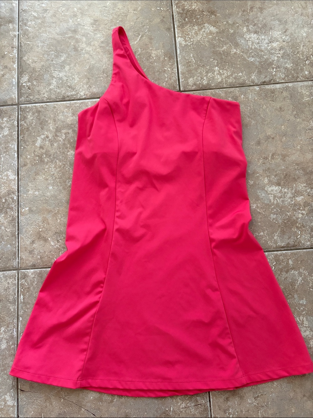 One-Shoulder Fuchsia A-Line Dress